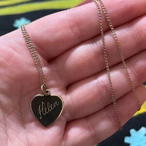 VTG Cottagecore “Helen” Personalized Heart Gold Tone Metal Costume Necklace
